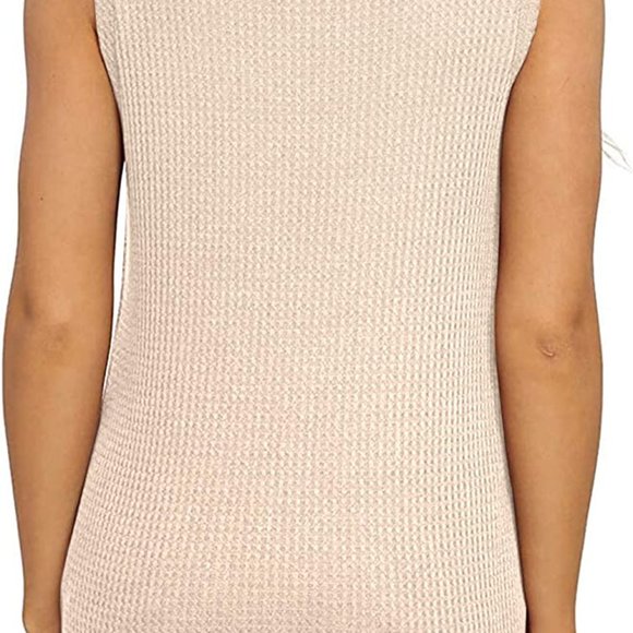 Women's Waffle Knit V-Neck Sleeveless Tank Top Size Large - Picture 2 of 5